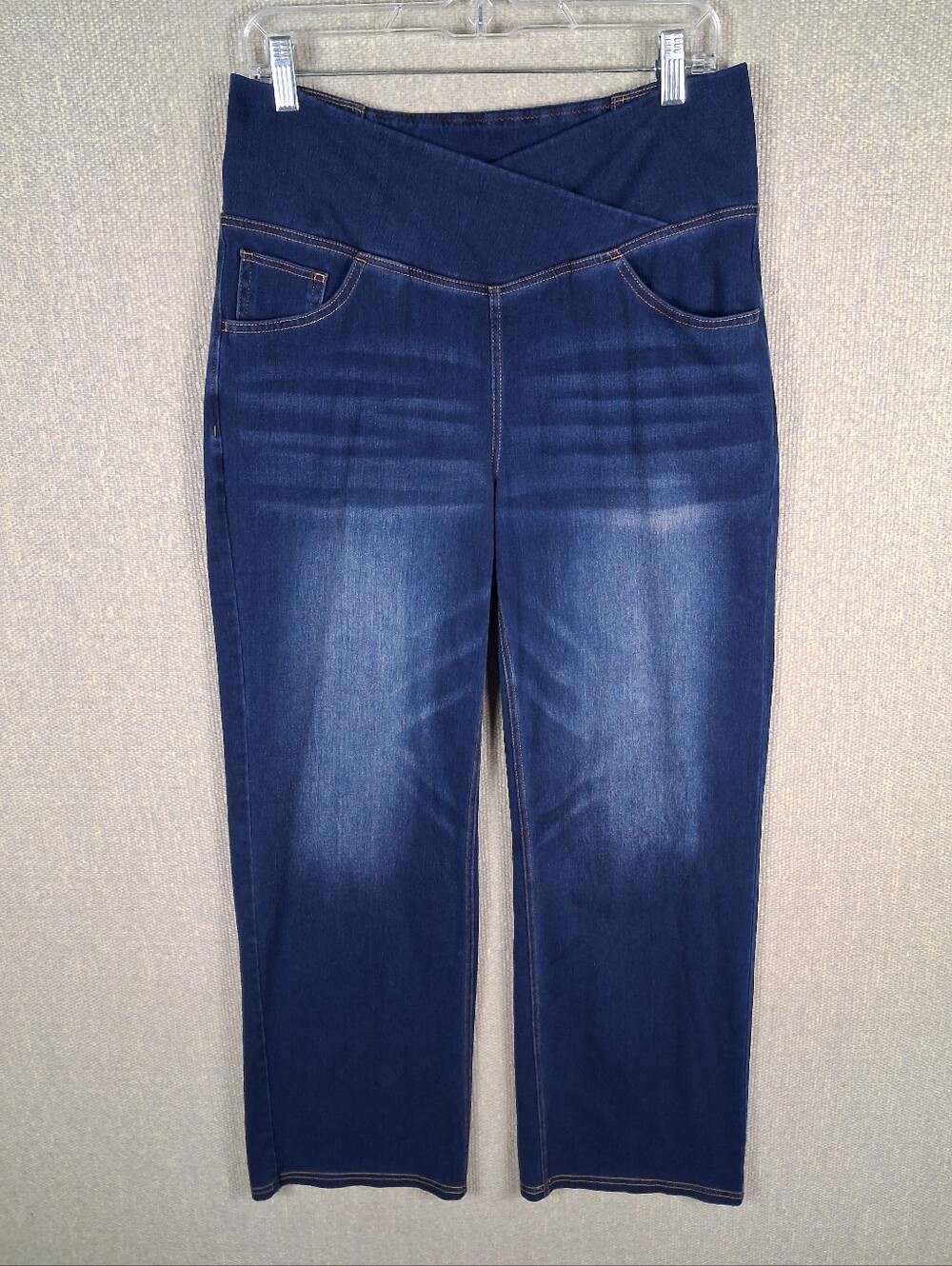 Halara Flex Crossover Jeans Large High Waisted Tummy Control Casual Straight Leg